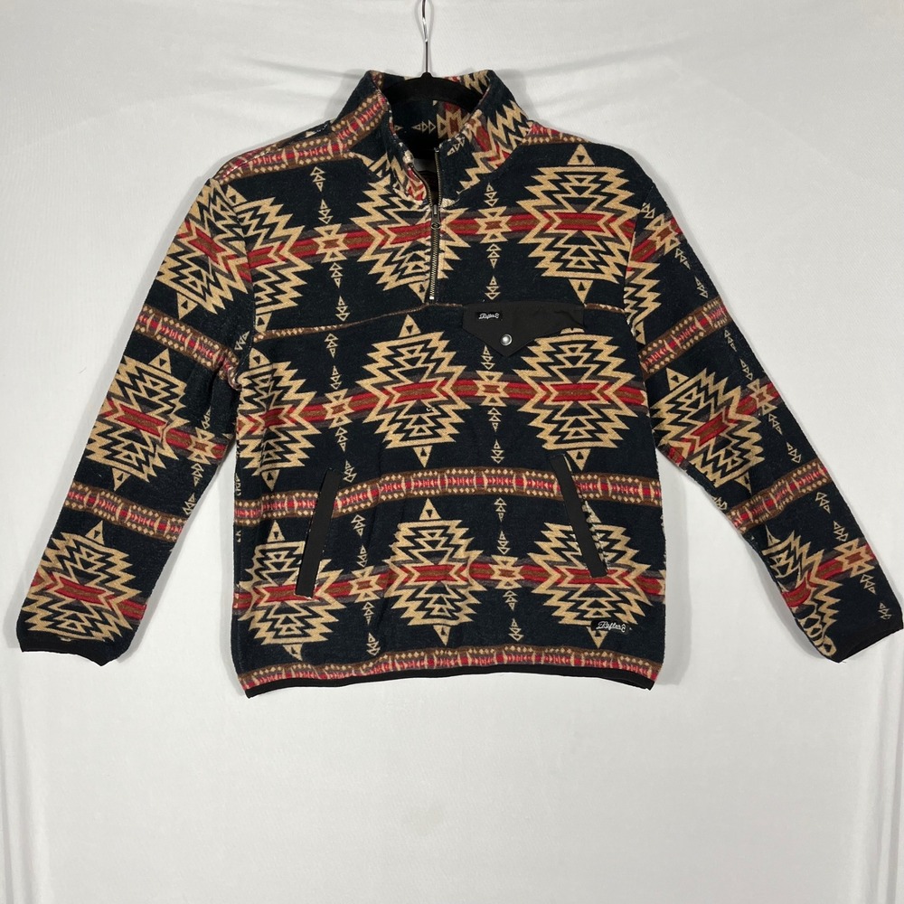 Rafter C Red Dirt Collection Southwestern Aztec Pullover‎ Sm 100% Cotton 1/4 Zip